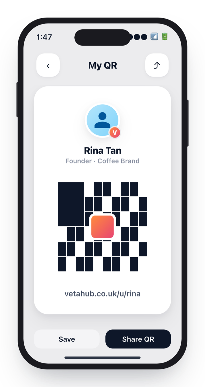 Personal QR code screen